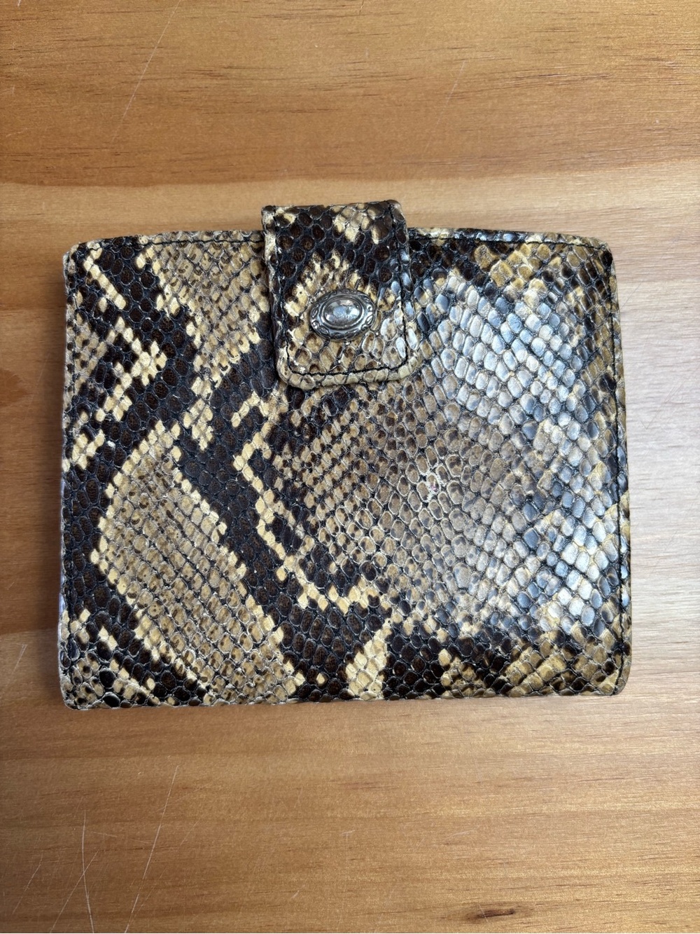 Brighton Wallet Snakeskin Bifold Snap Coin Purse Credit Card Holder